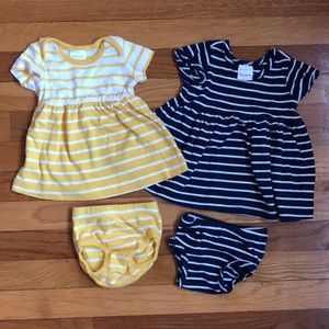 Two Hanna Andersson Baby Dress and Bloomer Sets (0-3 months)